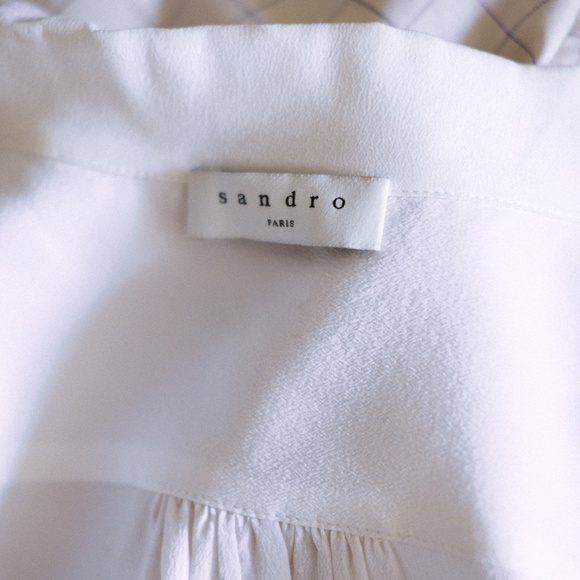 Sandro White Silk Blouse with Tie Front - Picture 6 of 8